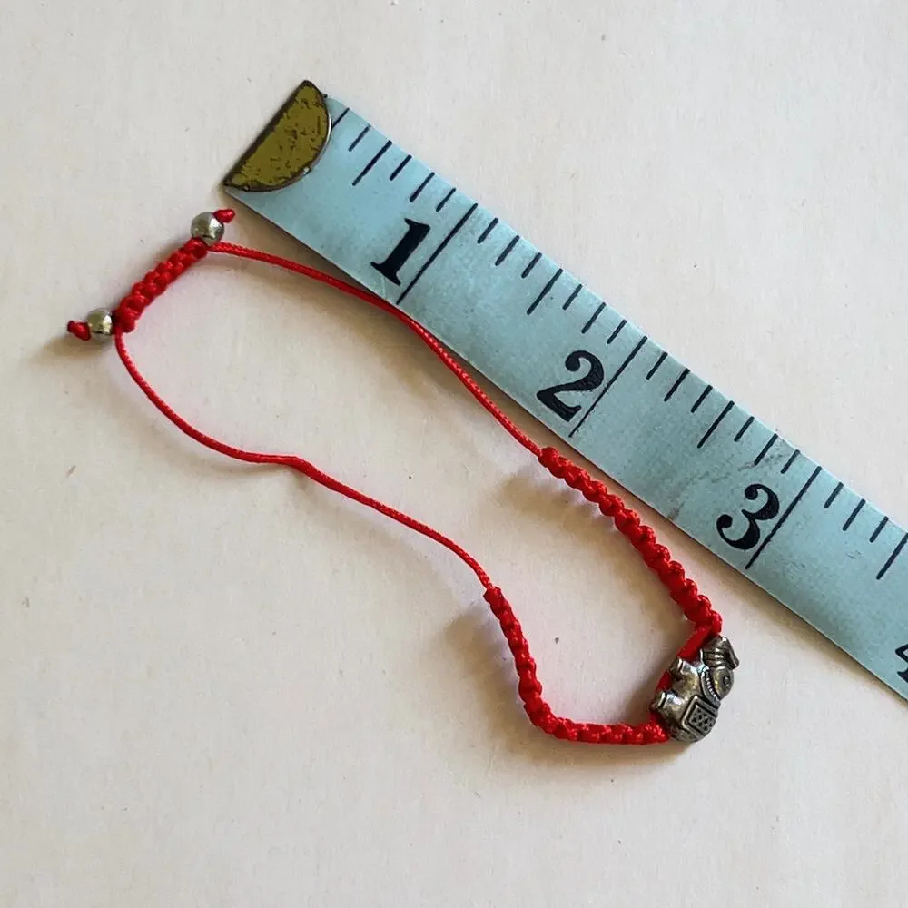 Red Thread Bracelet Elephant Charm Adjustable Child Sized